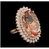 Image 1 : 14KT Rose Gold 22.46 ctw Morganite and Diamond Ring
