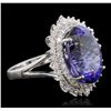 14KT White Gold 11.01 ctw GIA Certified Tanzanite and Diamond Ring