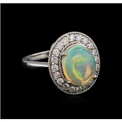 2.58 ctw Opal and Diamond Ring - 14KT White Gold