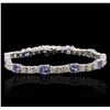 14KT White Gold 5.20 ctw Tanzanite and Diamond Bracelet