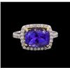 Image 2 : 14KT Two-Tone Gold 4.29 ctw Tanzanite and Diamond Ring