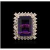 Image 2 : 14KT Rose Gold 10.76 ctw Amethyst and Diamond Ring