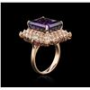 Image 3 : 14KT Rose Gold 10.76 ctw Amethyst and Diamond Ring