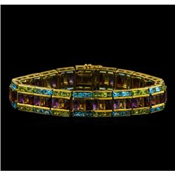 25.29 ctw Multi Gemstone Bracelet - 10KT Yellow Gold