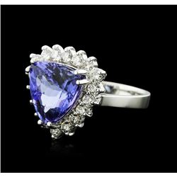 14KT White Gold 5.81 ctw Tanzanite and Diamond Ring