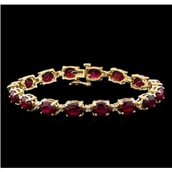 27.55 ctw Ruby and Diamond Bracelet - 14KT Yellow Gold