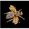 Image 1 : 1.12 ctw Blue and White Sapphire Pin - 14KT Yellow Gold