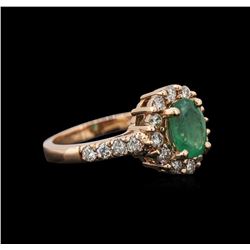 1.19 ctw Emerald and Diamond Ring - 14TK Rose Gold