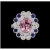 Image 2 : 14KT White Gold 2.24 ctw Tourmaline, Sapphire and Diamond Ring