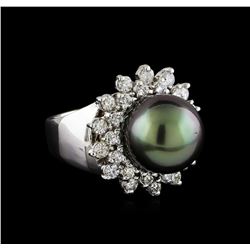 Tahitian Pearl and Diamond Ring - 14KT White Gold