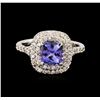 Image 2 : 14KT White Gold 1.11 ctw Tanzanite and Diamond Ring