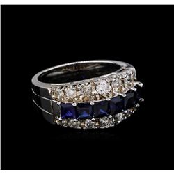 1.41 ctw Sapphire and Diamond Ring - 14KT White Gold