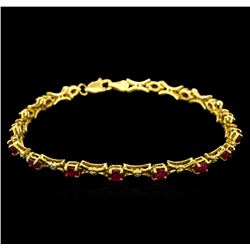 10KT Yellow Gold 3.50 ctw Ruby and Diamond Bracelet