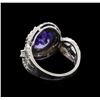 Image 3 : 4.45 ctw Tanzanite and Diamond Ring - 14KT White Gold