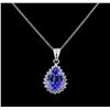 4.90 ctw Tanzanite and Diamond Pendant With Chain - 14KT White Gold