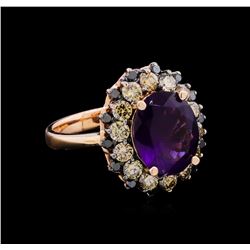 14KT Rose Gold 3.68 ctw Amethyst & Diamond Ring