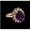 Image 1 : 14KT Rose Gold 3.68 ctw Amethyst & Diamond Ring