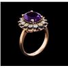 Image 4 : 14KT Rose Gold 3.68 ctw Amethyst & Diamond Ring