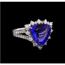 14KT White Gold 5.30 ctw Tanzanite and Diamond Ring