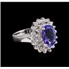 2.04 ctw Tanzanite and Diamond Ring - 14KT White Gold