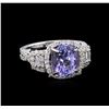 3.32 ctw Tanzanite and Diamond Ring - 18KT White Gold