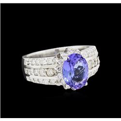 14KT White Gold 2.48 ctw Tanzanite and Diamond Ring