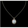 Image 2 : 14KT Yellow Gold 5.88 ctw Opal and Diamond Pendant With Chain