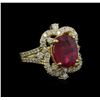 Image 1 : 5.00 ctw Ruby and Diamond Ring - 14KT Yellow Gold