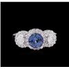 Image 2 : 14KT White Gold 1.50 ctw Tanzanite and Diamond Ring
