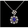 Image 1 : 14KT White Gold 3.64 ctw Tanzanite and Diamond Pendant With Chain