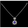 Image 2 : 14KT White Gold 3.64 ctw Tanzanite and Diamond Pendant With Chain