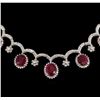 Image 2 : GIA Cert 31.39 ctw Ruby and Diamond Necklace - 18KT White Gold