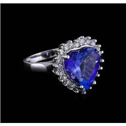 7.22 ctw Tanzanite and Diamond Ring - 14KT White Gold