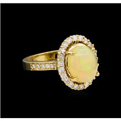 2.94 ctw Opal and Diamond Ring - 14KT Yellow Gold