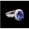 4.80 ctw Tanzanite and Diamond Ring - 14KT White Gold