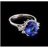 3.05 ctw Tanzanite and Diamond Ring - 14KT White Gold