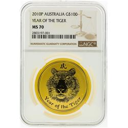 2010-P NGC MS70 Australia $100 Year of the Tiger Gold Coin