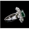 Image 3 : 14KT White Gold 3.08 ctw Emerald and Diamond Ring