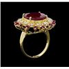 Image 4 : 14.37 ctw Ruby and Diamond Ring - 14KT Yellow Gold