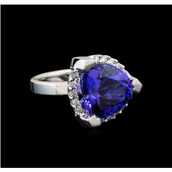 GIA Cert 8.52 ctw Tanzanite and Diamond Ring - 14KT White Gold