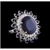 Image 1 : 12.92 ctw Sapphire and Diamond Ring - 14KT White Gold
