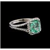 2.33 ctw Emerald and Diamond Ring - 14KT White Gold