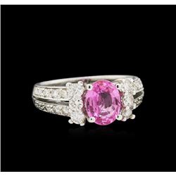 1.75 ctw Pink Sapphire and Diamond Ring - 14KT White Gold