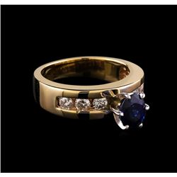 1.18 ctw Sapphire and Diamond Ring - 14KT Yellow Gold