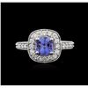 Image 2 : 14KT White Gold 1.23 ctw Tanzanite and Diamond Ring