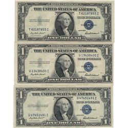 1935 Choice Uncirculated $1 Silver Certificate Currency Lot of 3