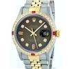 Image 1 : Rolex Two-Tone 1.20 ctw Diamond and Ruby DateJust Men's Watch