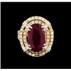 Image 2 : GIA Cert 6.38 ctw Ruby and Diamond Ring - 14KT Yellow Gold