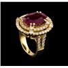 Image 4 : GIA Cert 6.38 ctw Ruby and Diamond Ring - 14KT Yellow Gold