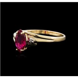 14KT Yellow Gold 0.20 ctw Ruby and Diamond Ring